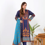Navy Blue Unstitched 2 Piece Lawn suit