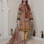 Brown Unstitched 3 Piece Lawn Suit
