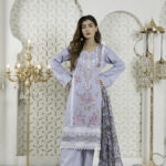 Light Blue Unstitched Embroidered Lawn 3Pc Suit