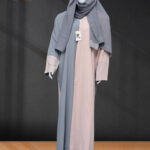 Laaj-Pink and Grey Abaya