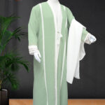 Laaj-Green and White Abaya