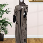 Laaj-Embroidered Brown Abaya